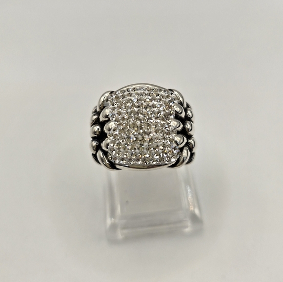 d'joy Jewelry - White Austrian Crystal Ring in Sterling Silver Size 7